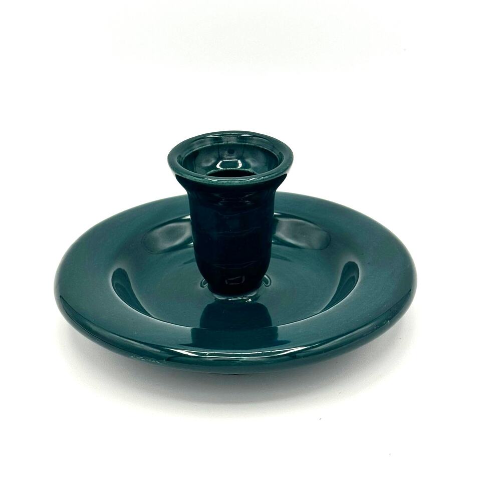 Vintage Hall Pottery Teal Green Chamberstick Candle Holder | Mid-Century  USA